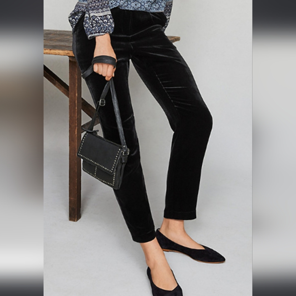 Garnet Hill Black  Velvet Pants Size 10 NWOT